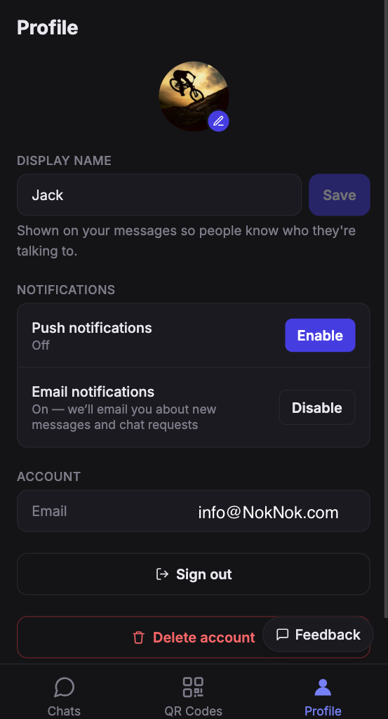 Profile & settings